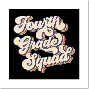 Fourth Grade Retro Vintage 4th Grade Team Back To School Posters and Art